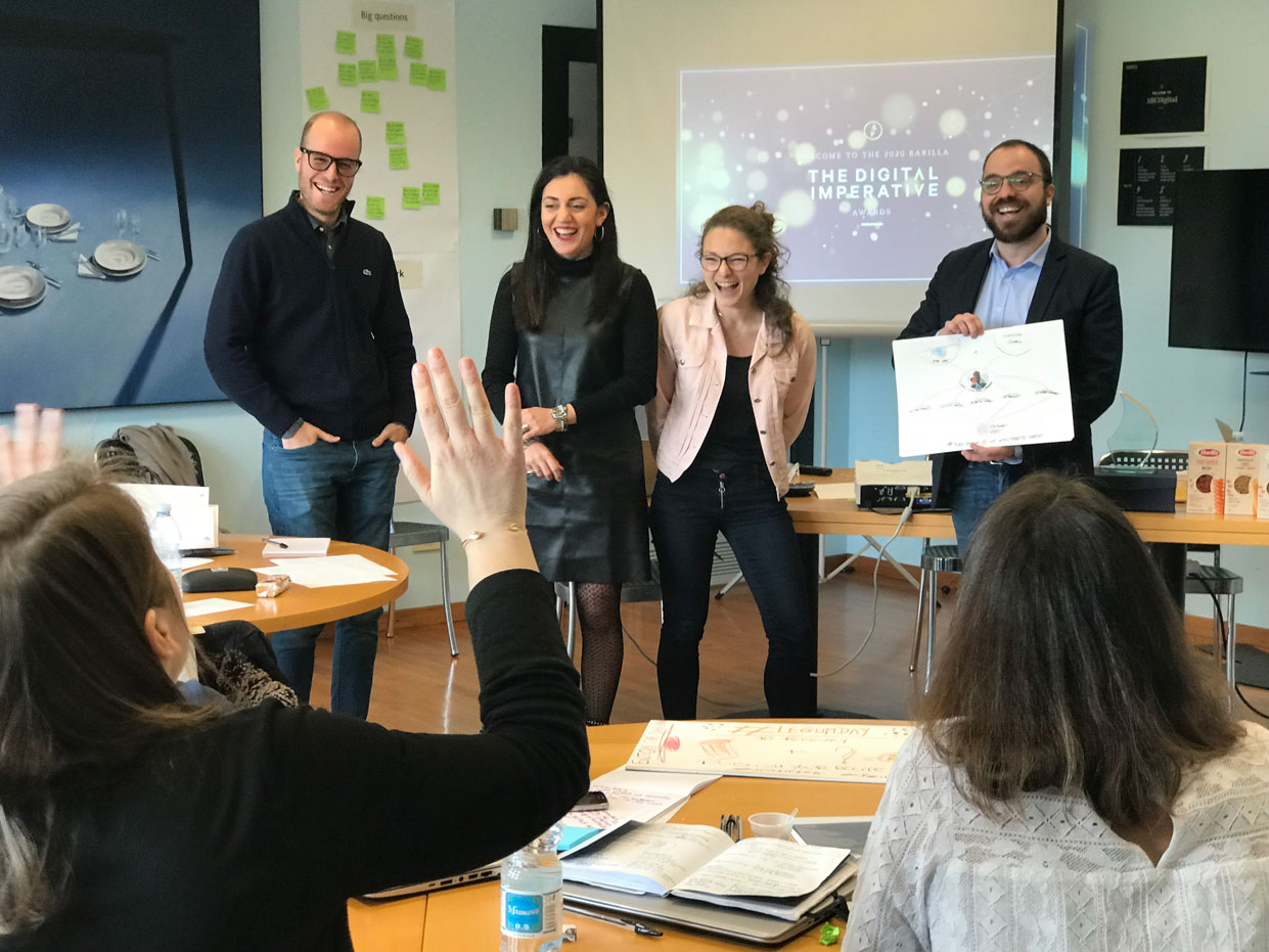 Team working through AI strategy